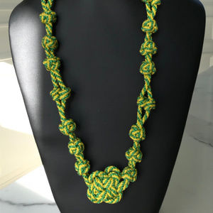 Green & Yellow Cord Statement Necklace